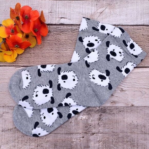 Andi Larose Womens Puppy Dog Pattern Socks White on Gray Gift Packaged - Picture 5 of 10